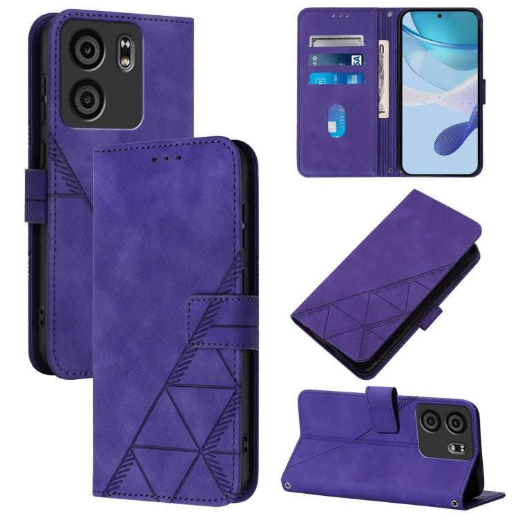 For BLU View 5 Crossbody 3D Embossed Flip Leather Phone Case(Purple)