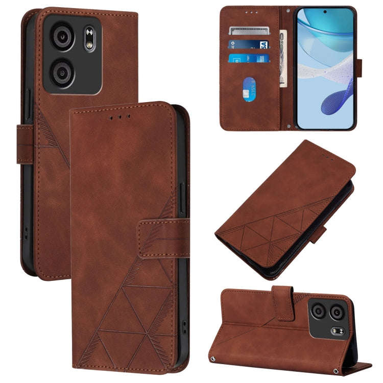 For BLU View 5 Crossbody 3D Embossed Flip Leather Phone Case(Brown)
