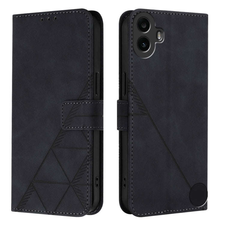 For Nothing CMF Phone 1 Crossbody 3D Embossed Flip Leather Phone Case(Black)