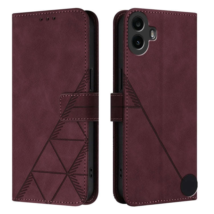 For Nothing CMF Phone 1 Crossbody 3D Embossed Flip Leather Phone Case(Wine Red)