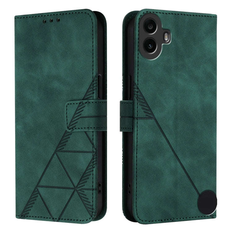 For Nothing CMF Phone 1 Crossbody 3D Embossed Flip Leather Phone Case(Green)