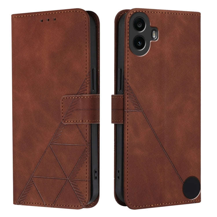 For Nothing CMF Phone 1 Crossbody 3D Embossed Flip Leather Phone Case(Brown)