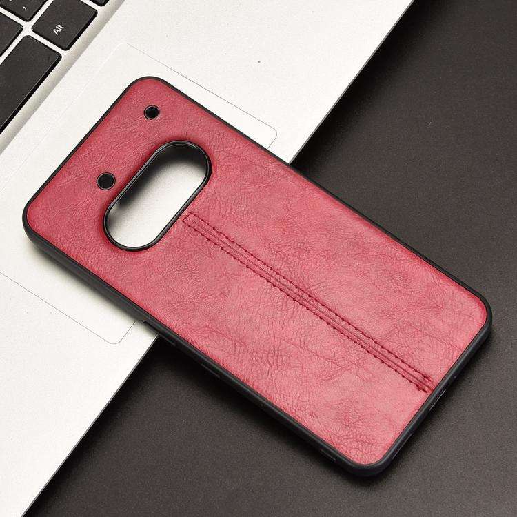 For Nothing Phone 3a Cow Pattern Sewing Card Bag Phone Case(Red)