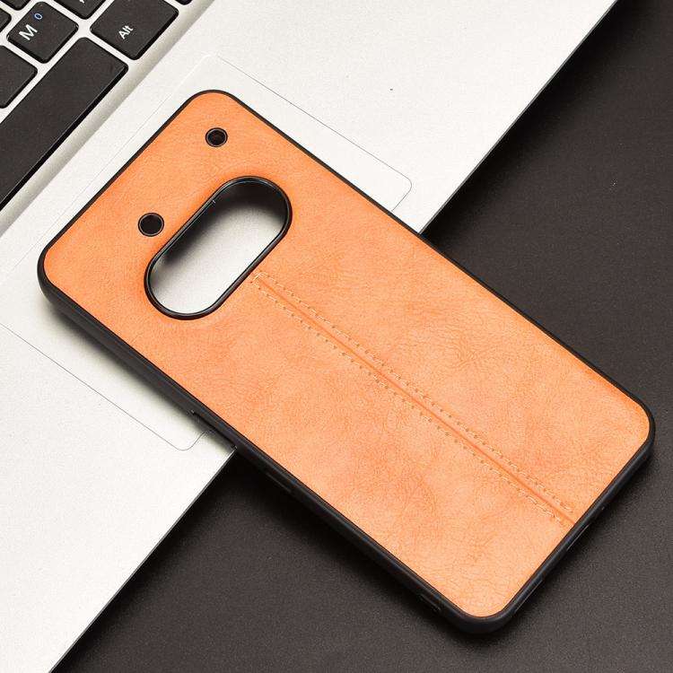 For Nothing Phone 3a Cow Pattern Sewing Card Bag Phone Case(Orange)