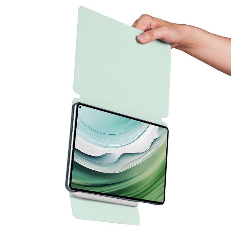 For Honor MagicPad 2 12.3 Fixed Buckle Magnetic Deformation Leather Tablet Case(Baby Green)