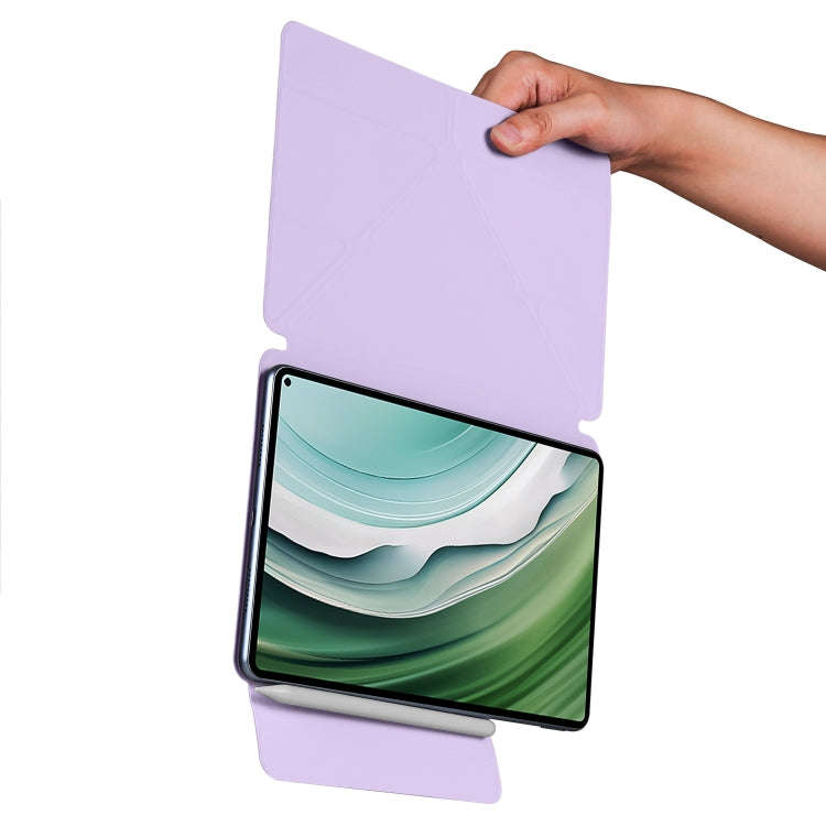 For Honor MagicPad 2 12.3 Fixed Buckle Magnetic Deformation Leather Tablet Case(Taro Purple)