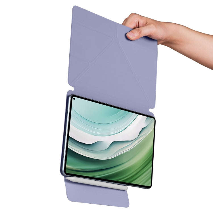 For Honor MagicPad 2 12.3 Fixed Buckle Magnetic Deformation Leather Tablet Case(Lavender Purple)