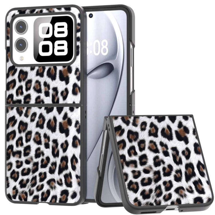 For Huawei nova Flip Black Frame Leopard Phone Case(Silver Leopard)