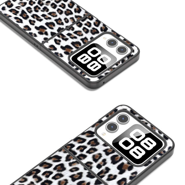 For Huawei nova Flip Black Frame Leopard Phone Case(Silver Leopard)