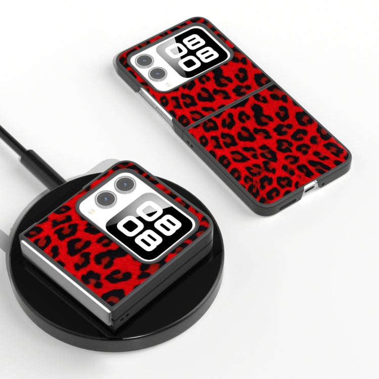 For Huawei nova Flip Black Frame Leopard Phone Case(Red Leopard)