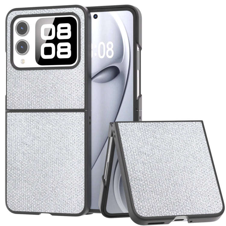 For Huawei nova Flip Diamond Black Frame Phone Case(Jewel Silver)