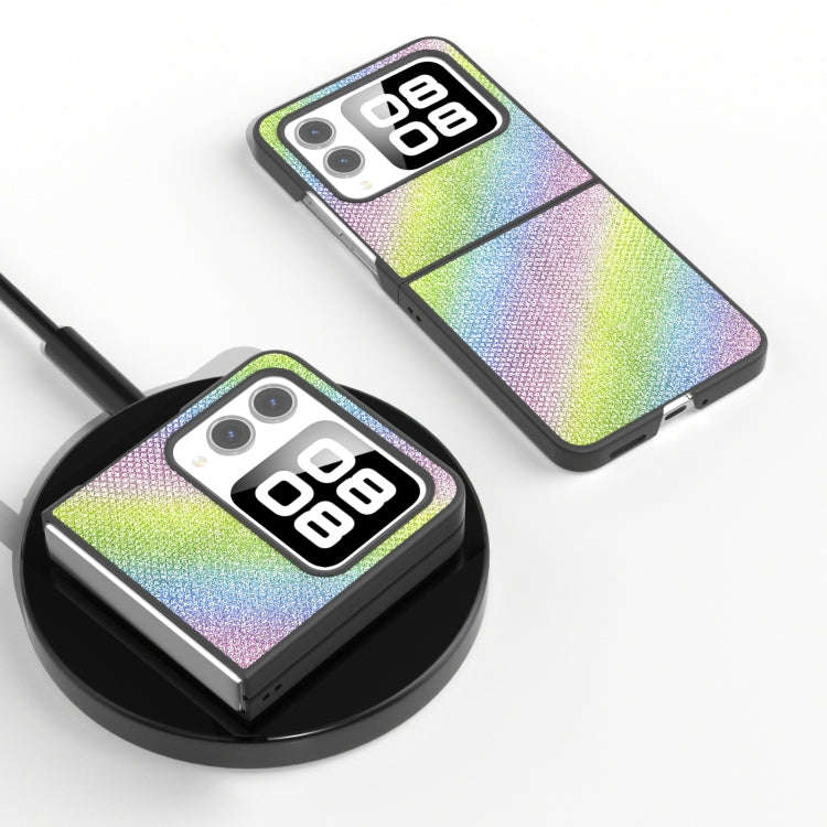For Huawei nova Flip Diamond Black Frame Phone Case(Rainbow Diamond)