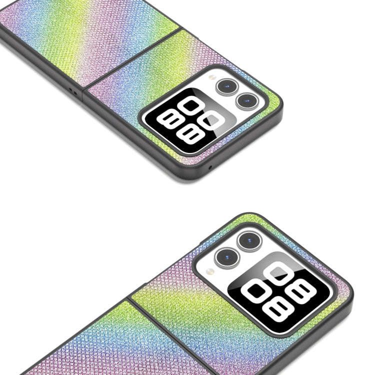 For Huawei nova Flip Diamond Black Frame Phone Case(Rainbow Diamond)