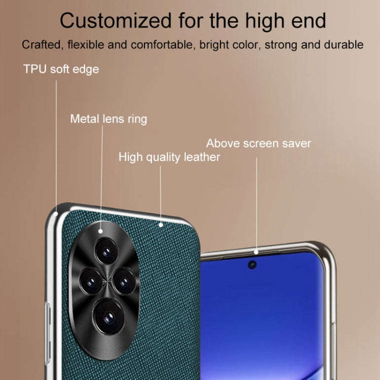 For Honor 200 Silver Edge Cross Texture PU Leather Phone Case(Dark Green)