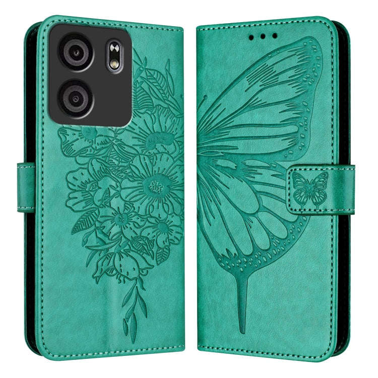 For BLU View 5 Embossed Butterfly Leather Phone Case(Green)