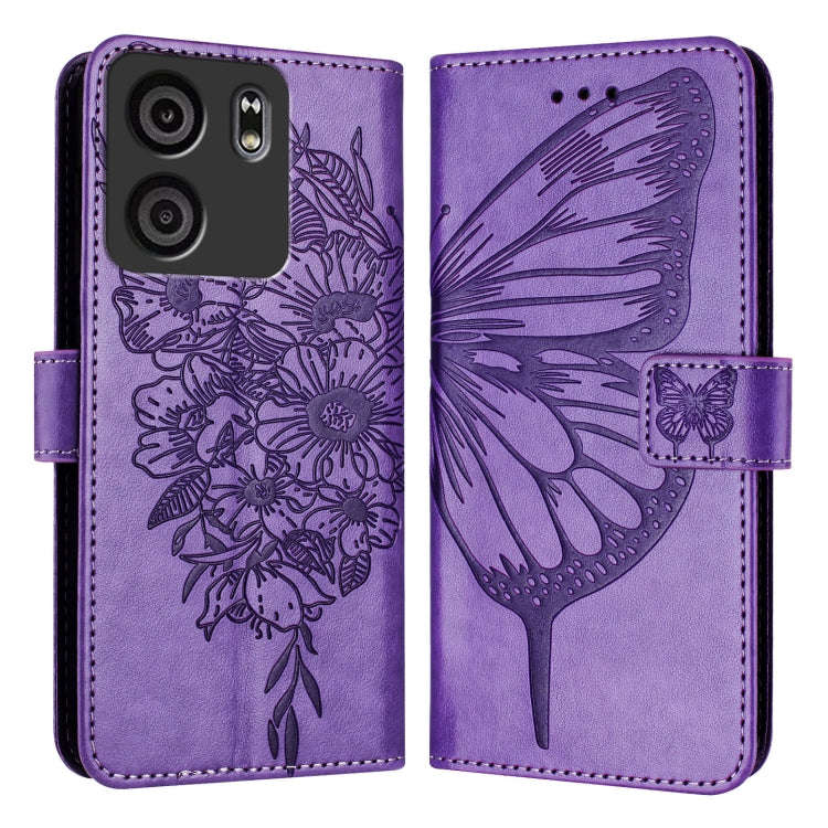 For BLU View 5 Embossed Butterfly Leather Phone Case(Light Purple)