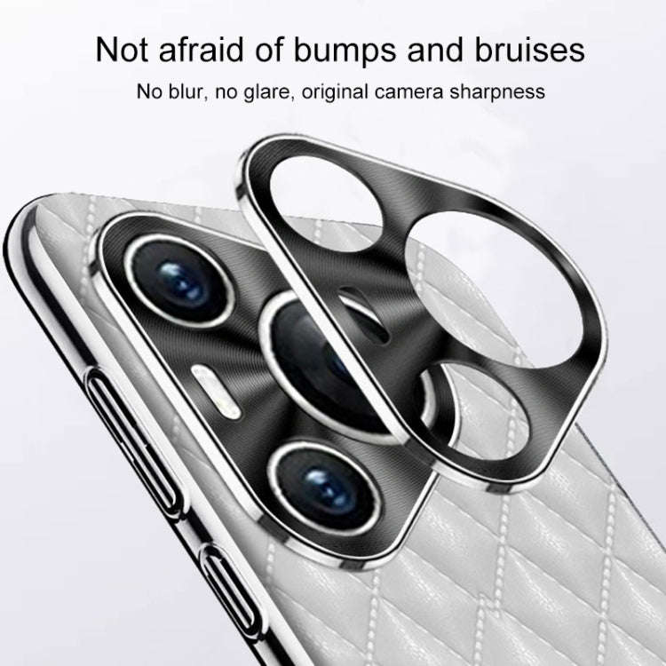 For Huawei Pura 70 Pro / 70 Pro+ Silver Edge Rhombic Texture PU Leather Phone Case(Brown)