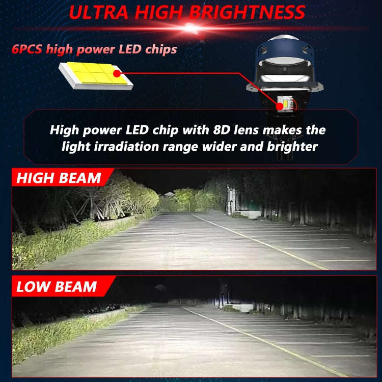 T03 Pair 3 inch Car Bifocal LED Lens Headlight, Left-hand Drive(Blue)