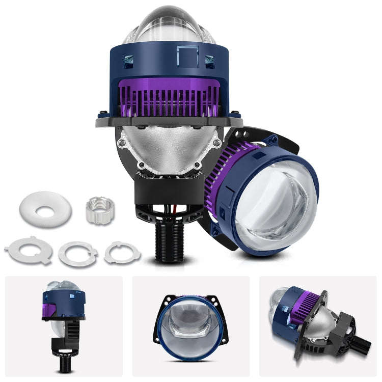 T04 Pair 3 inch Car Bifocal Matrix Light Source LED Lens Headlight, Left-hand Drive(Blue)