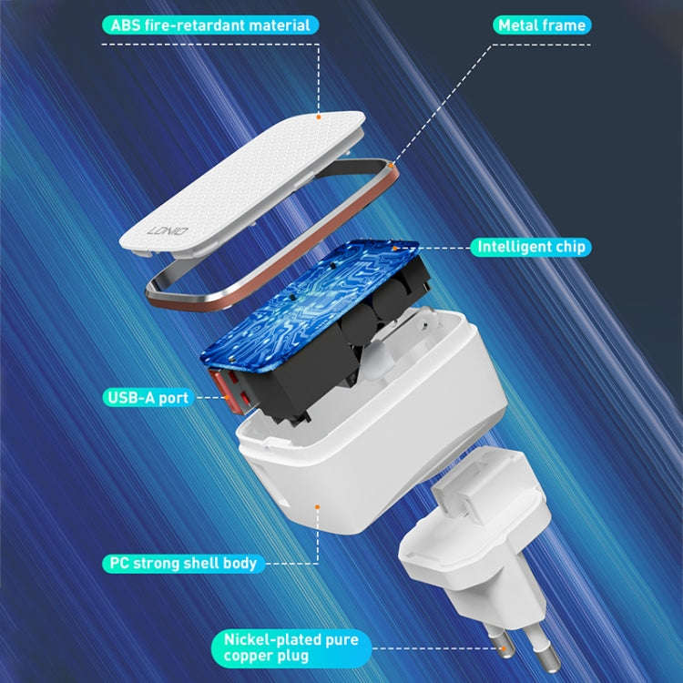 LDNIO A1204Q QC3.0 18W USB Fast Charger with 1m USB to USB-C / Type-C Cable, Plug Type:EU Plug(Wh...