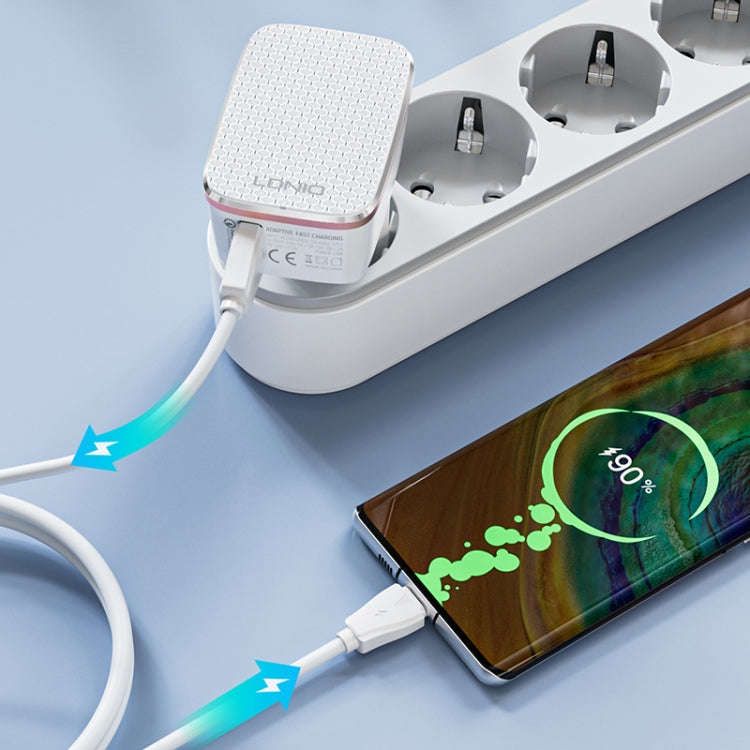 LDNIO A1204Q QC3.0 18W USB Fast Charger with 1m USB to USB-C / Type-C Cable, Plug Type:EU Plug(Wh...