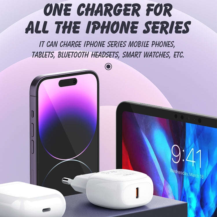 LDNIO A1206C PD27W USB-C / Type-C Fast Charger with 1m Type-C Cable, Plug Type:EU Plug(White)