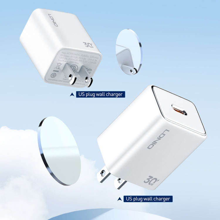 LDNIO A1508C PD30W USB-C / Type-C Fast Charger with 1m Type-C Cable(White)