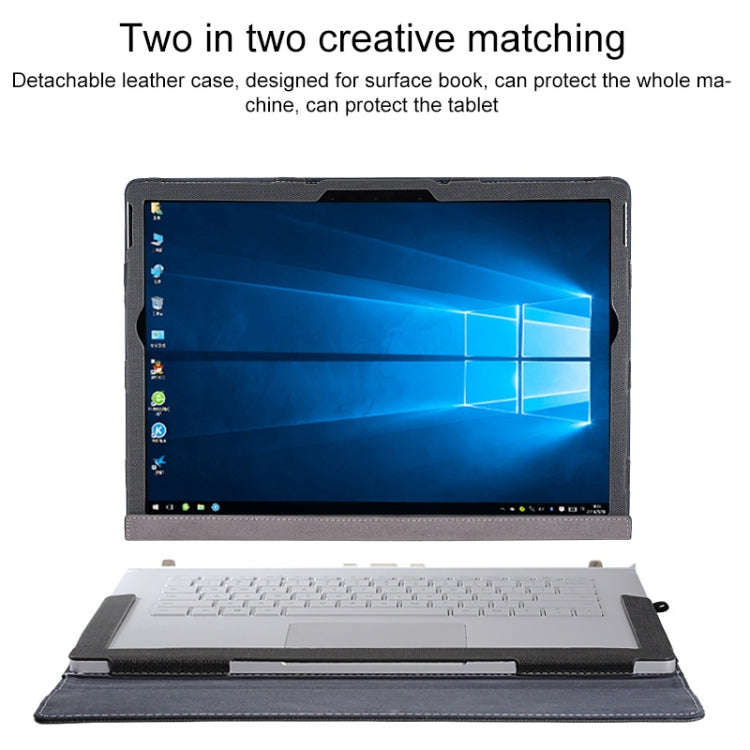 For Microsoft Surface Book 3 / 2 15 inch PU Leather Laptop Protective Case with Screen Stand(Dark...