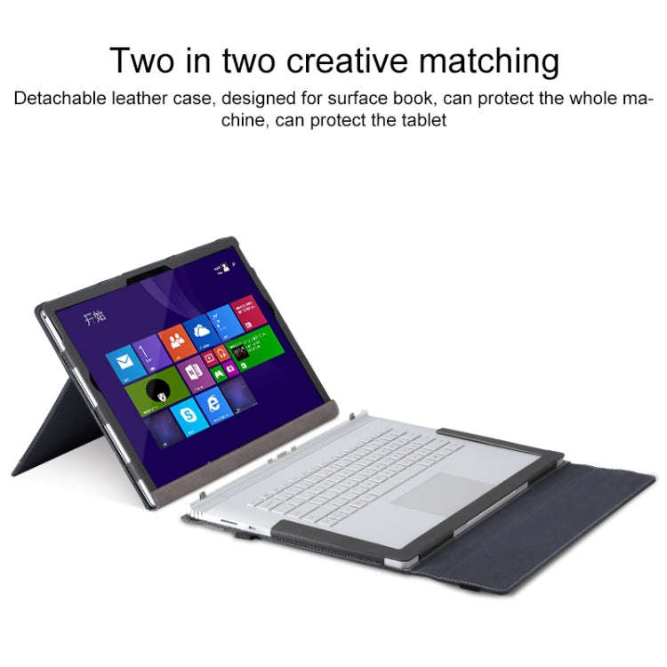 For Microsoft Surface Book 3 / 2 15 inch PU Leather Laptop Protective Case with Screen Stand(Dark...