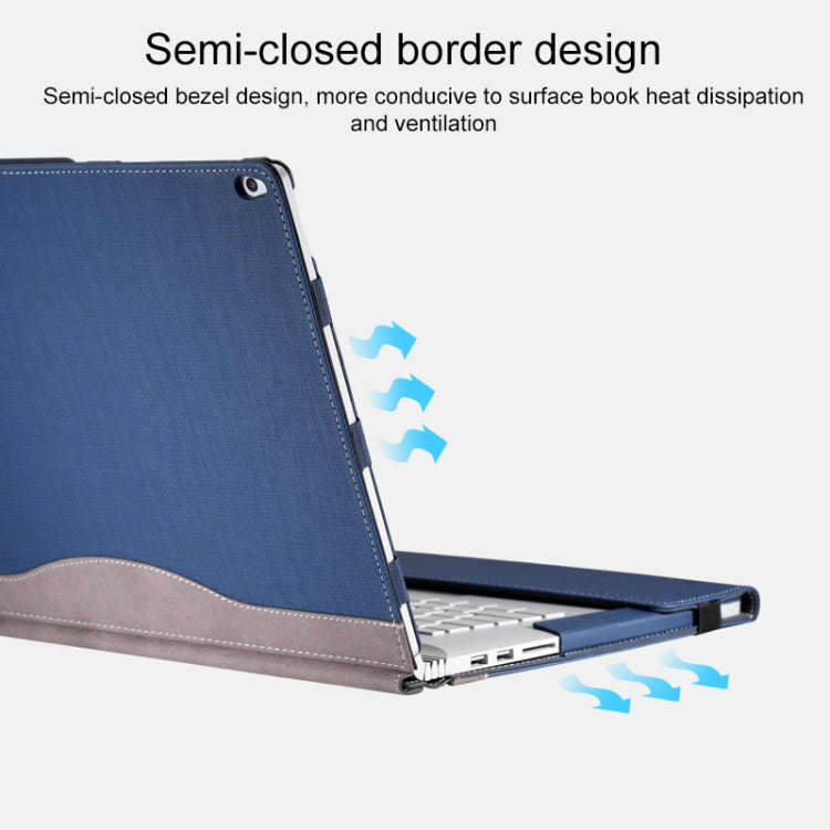 For Microsoft Surface Book 3 / 2 15 inch PU Leather Laptop Protective Case with Screen Stand(Dark...