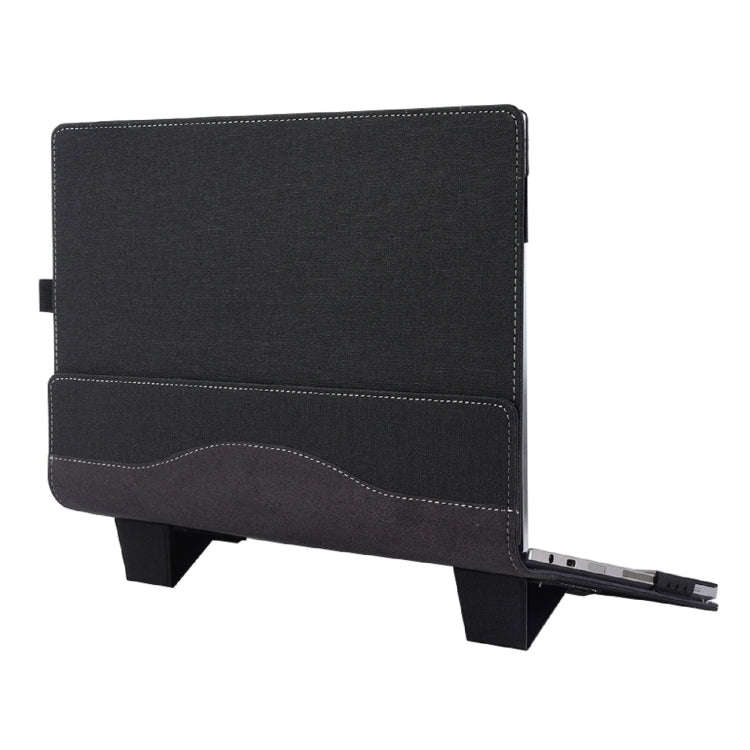 For MicroSoft Surface Laptop 15 inch Leather Laptop Shockproof Protective Case with Stand(Black)