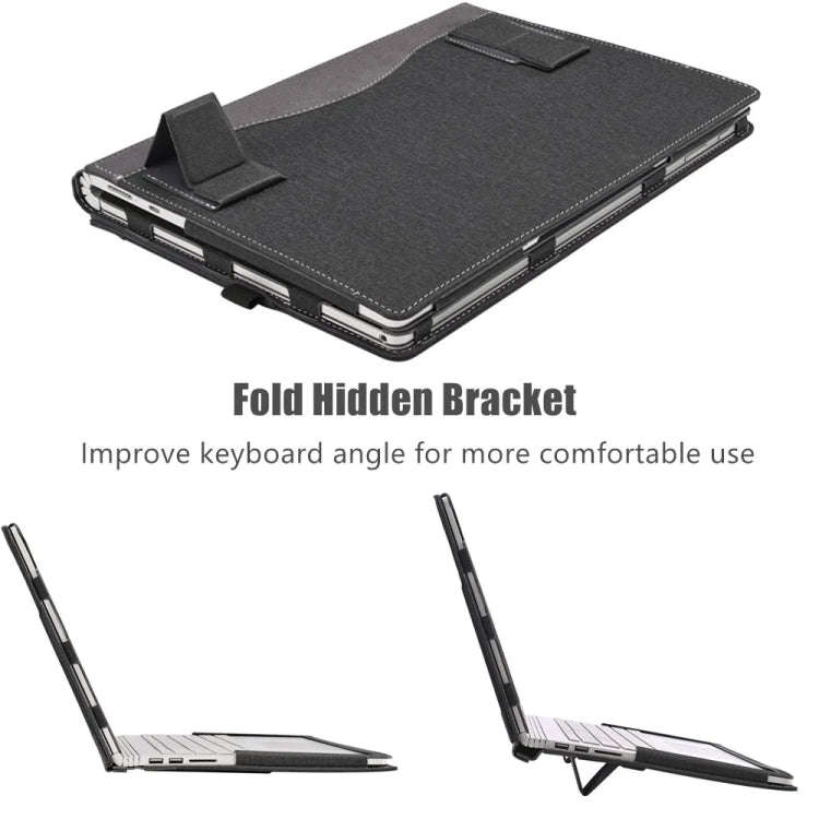 For MicroSoft Surface Laptop 15 inch Leather Laptop Shockproof Protective Case with Stand(Wine Red)