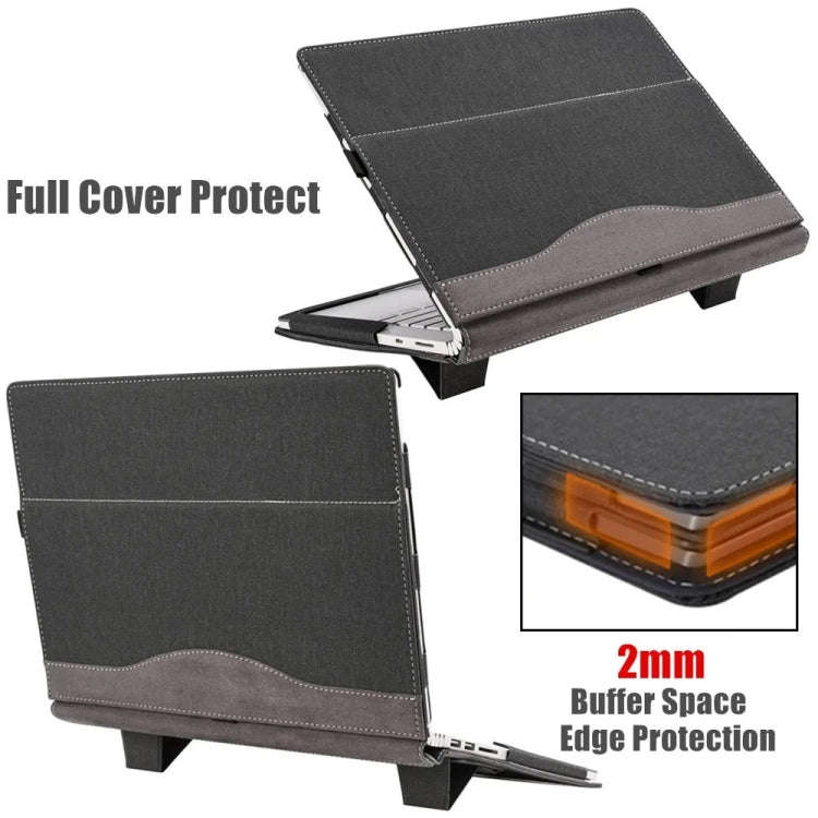 For MicroSoft Surface Laptop 15 inch Leather Laptop Shockproof Protective Case with Stand(Wine Red)