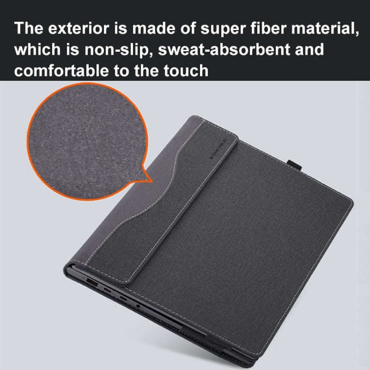 For MicroSoft Surface Laptop 15 inch Leather Laptop Shockproof Protective Case with Stand(Black)