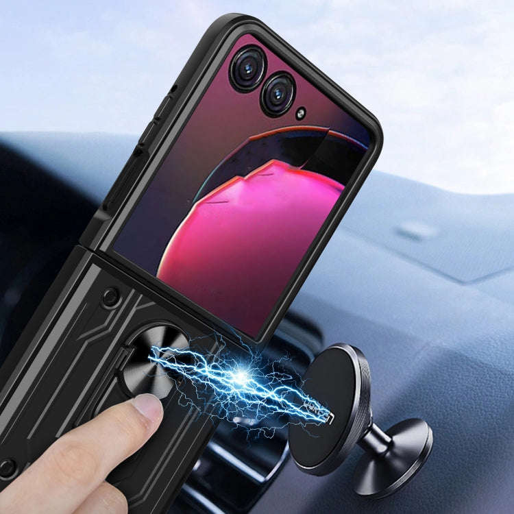 For Motorola Razr 50 Magnetic Holder TPU+PC Phone Case(Rose Gold)