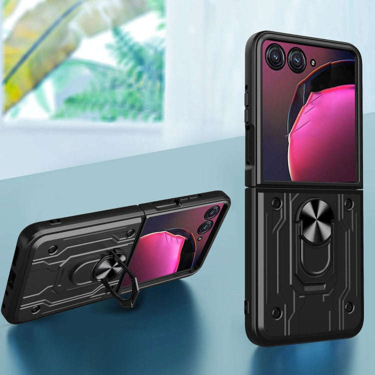 For Motorola Razr 50 Magnetic Holder TPU+PC Phone Case(Rose Gold)