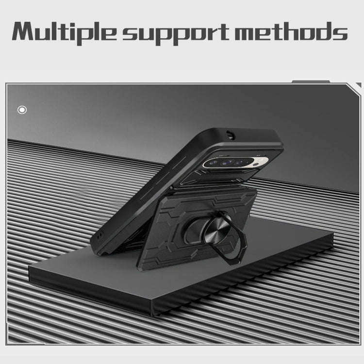 For Google Pixel 9 / 9 Pro Sliding Camshield TPU+PC Phone Case with Card Slot(Black)
