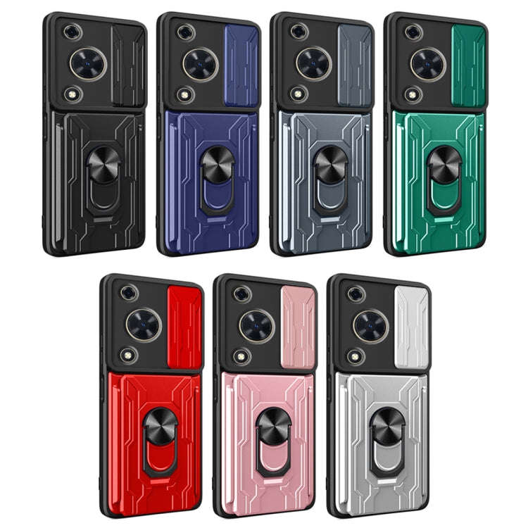 For Huawei nova Y72 Sliding Camshield TPU+PC Phone Case with Card Slot(Red)