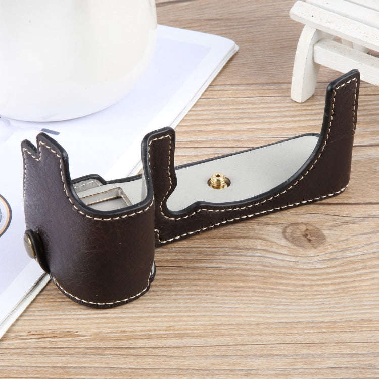 For FUJIFILM X-S20 Buffalo Texture PU Leather Camera Half Case Base(Dark Coffee)