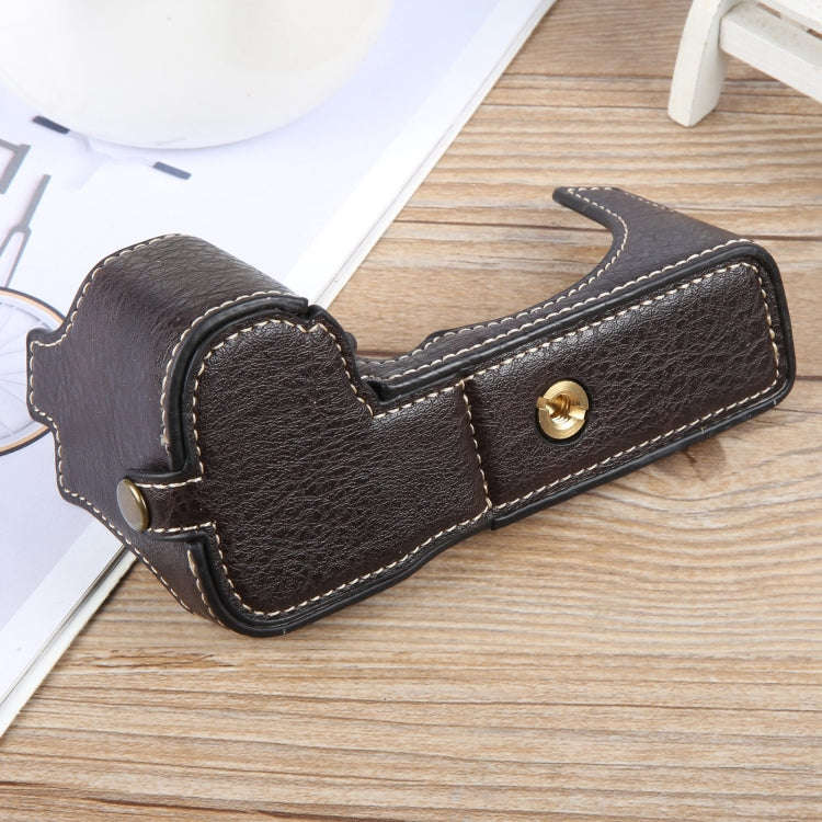 For FUJIFILM X-S20 Buffalo Texture PU Leather Camera Half Case Base(Dark Coffee)