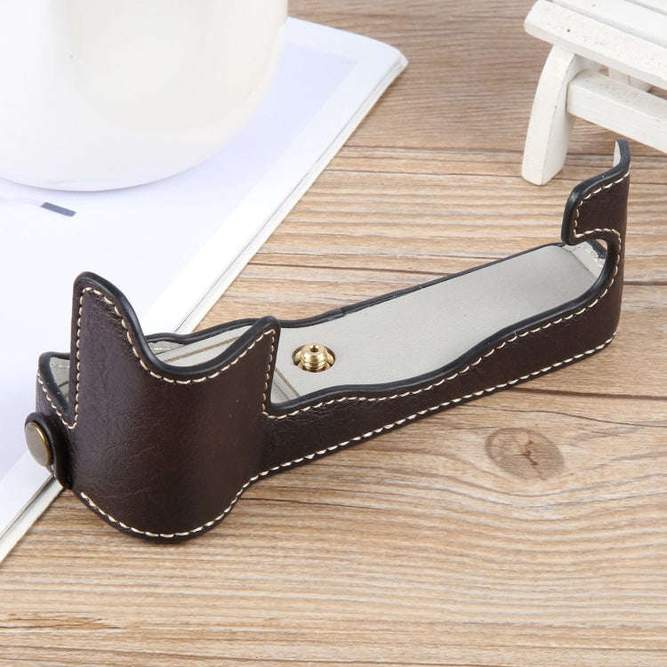 For FUJIFILM X-T1 Buffalo Texture PU Leather Camera Half Case Base(Dark Coffee)