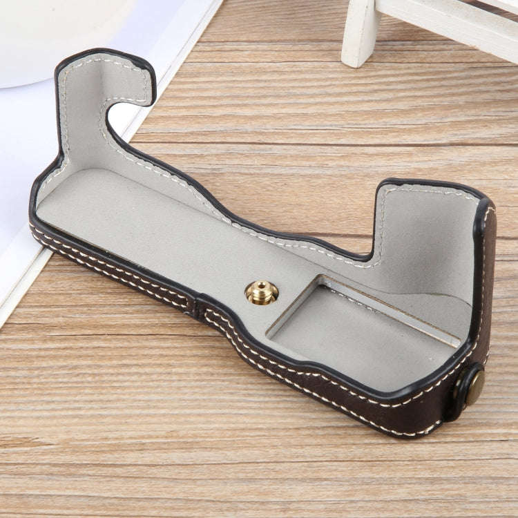 For FUJIFILM X-T1 Buffalo Texture PU Leather Camera Half Case Base(Dark Coffee)