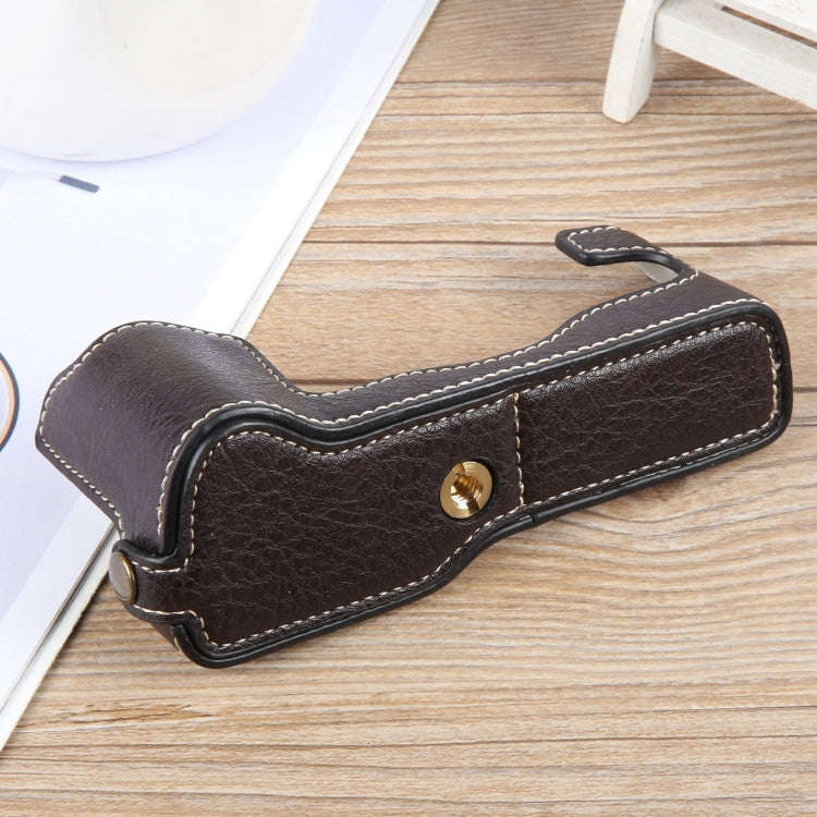 For FUJIFILM X-T1 Buffalo Texture PU Leather Camera Half Case Base(Dark Coffee)