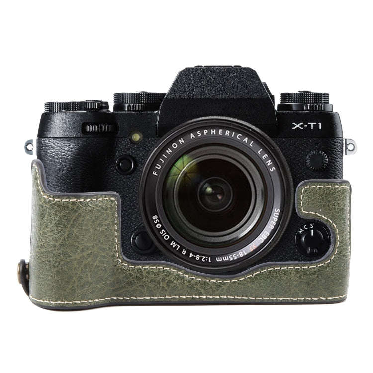 For FUJIFILM X-T1 Buffalo Texture PU Leather Camera Half Case Base(Green)