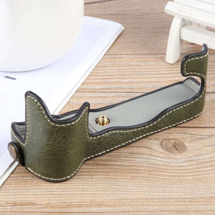 For FUJIFILM X-T1 Buffalo Texture PU Leather Camera Half Case Base(Green)