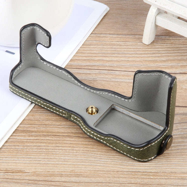 For FUJIFILM X-T1 Buffalo Texture PU Leather Camera Half Case Base(Green)