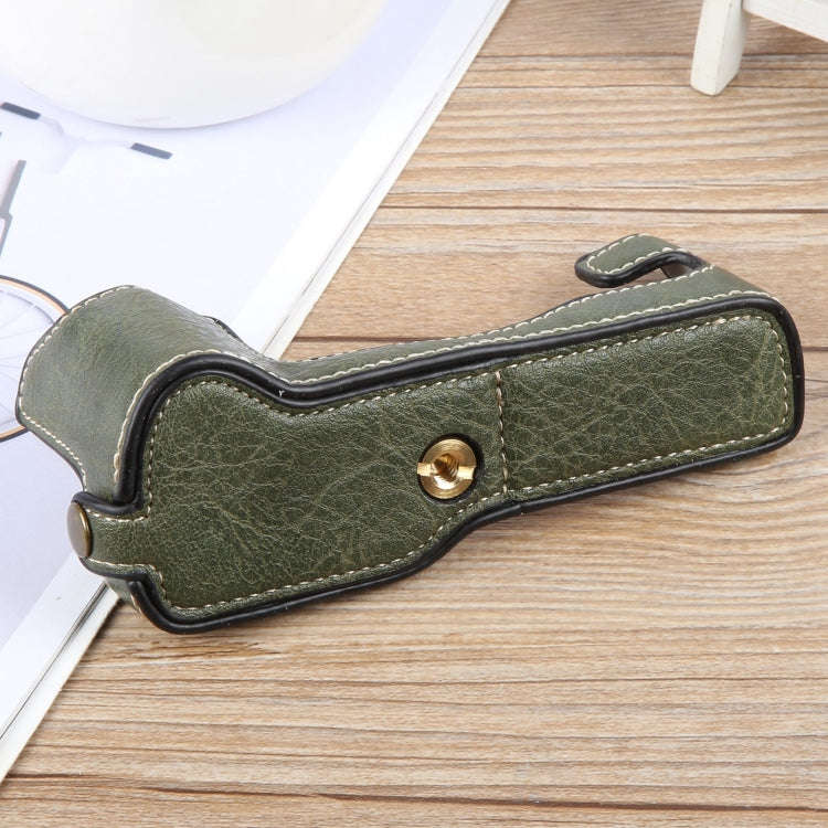 For FUJIFILM X-T1 Buffalo Texture PU Leather Camera Half Case Base(Green)