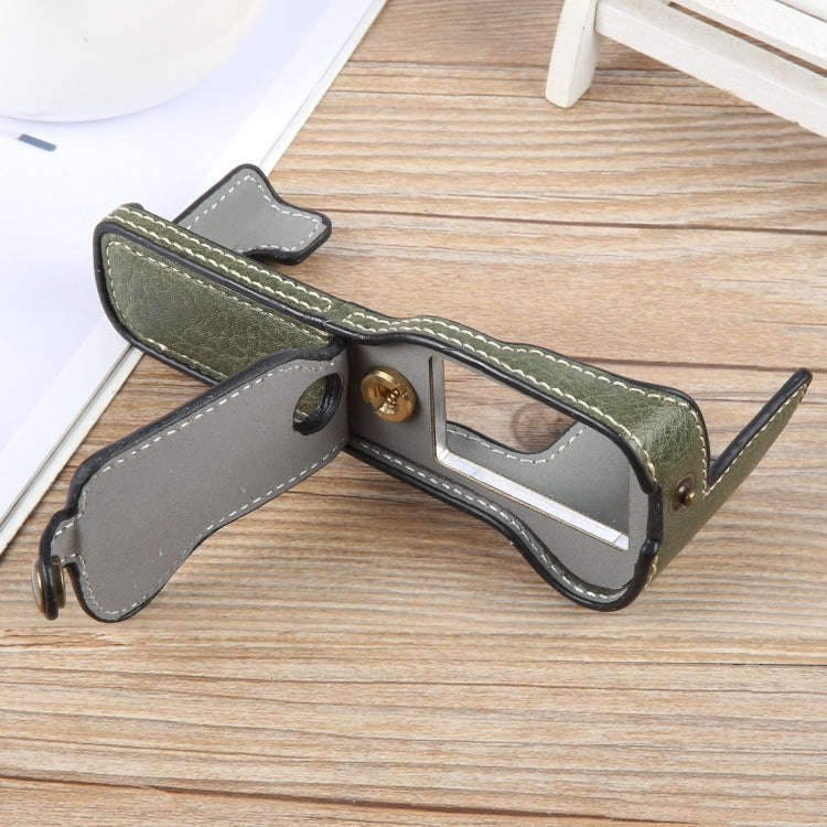 For FUJIFILM X-T1 Buffalo Texture PU Leather Camera Half Case Base(Green)