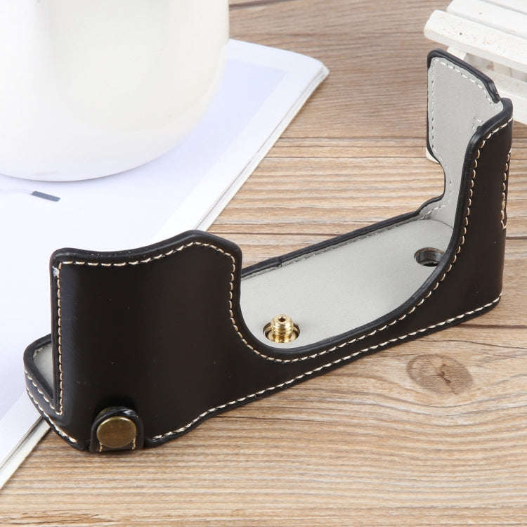 For FUJIFILM X100VI Glossy PU Leather Camera Half Case Base(Black)