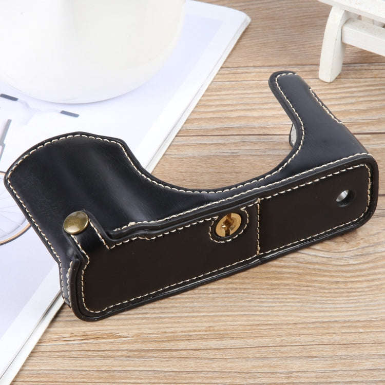 For FUJIFILM X100VI Glossy PU Leather Camera Half Case Base(Black)